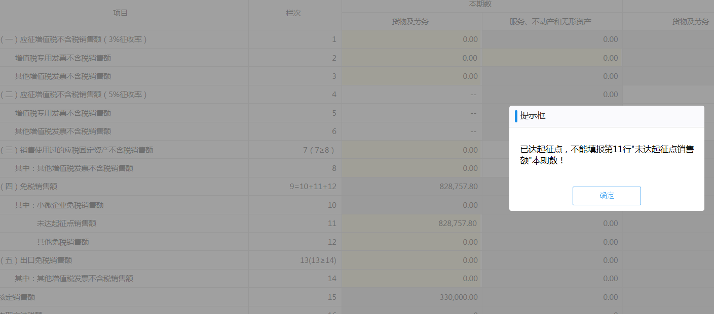 老师个体户申报增值税时季度销售额超过45万了，怎么填申报表，填写哪一栏季度超过了45万元第十行是灰的填写不了