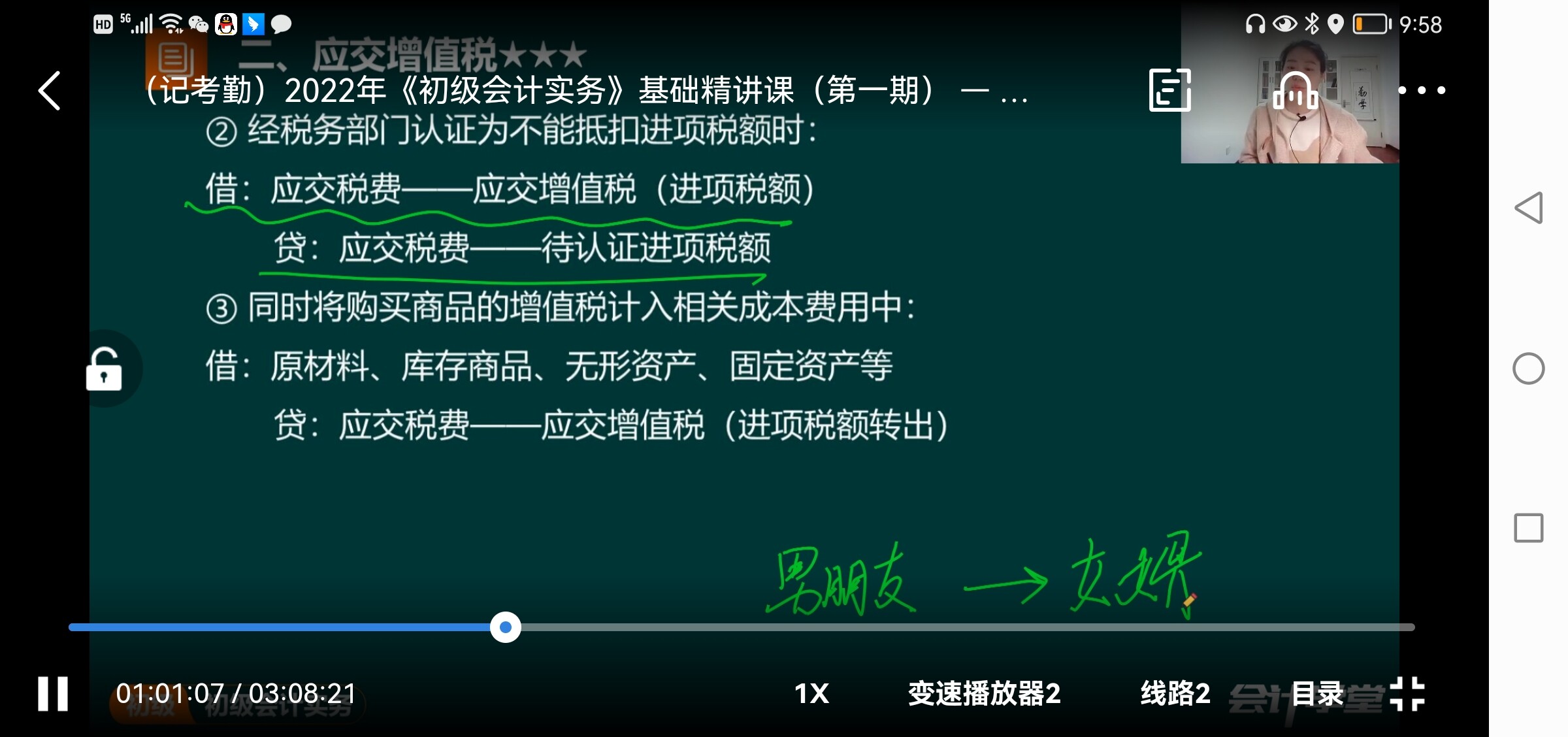 就是我昨天看靳老师2022年录播，负债应交税费一课对待认证进项