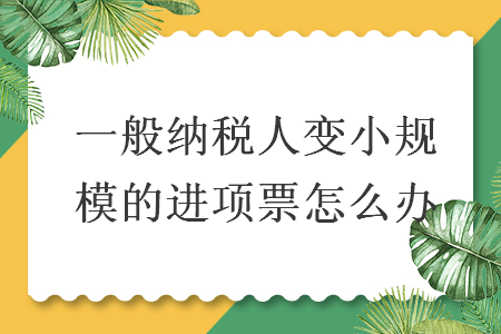 一般纳税人变小规模的进项票怎么办