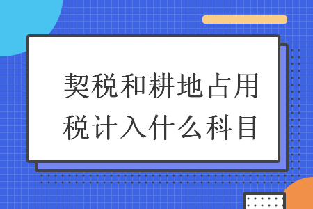 契税和耕地占用税计入什么科目