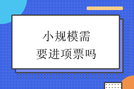 小规模需要进项票吗