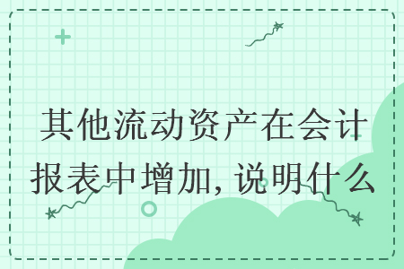 其他流动资产在会计报表中增加,说明什么