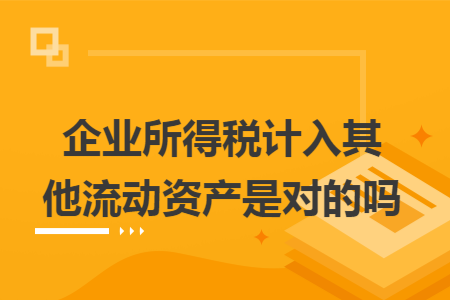 企业所得税计入其他流动资产是对的吗