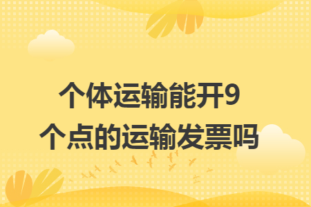 个体运输能开9个点的运输发票吗