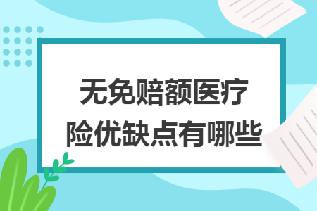 ​无免赔额医疗险优缺点有哪些