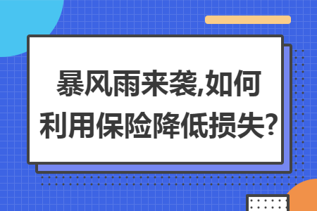 暴风雨来袭,如何利用保险降低损失?